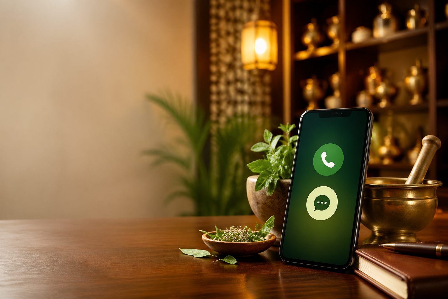 AI Generated Call And WhatsApp Ayurveda Contact Slider Image