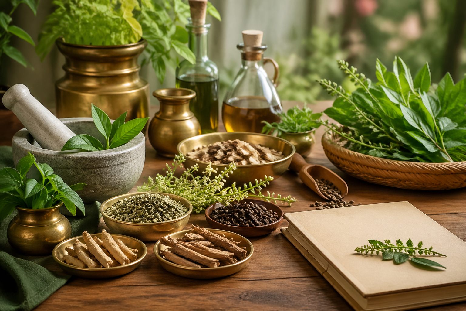 AI Generated Ayurvedic Herbs, Oils And Wellness Ingredients